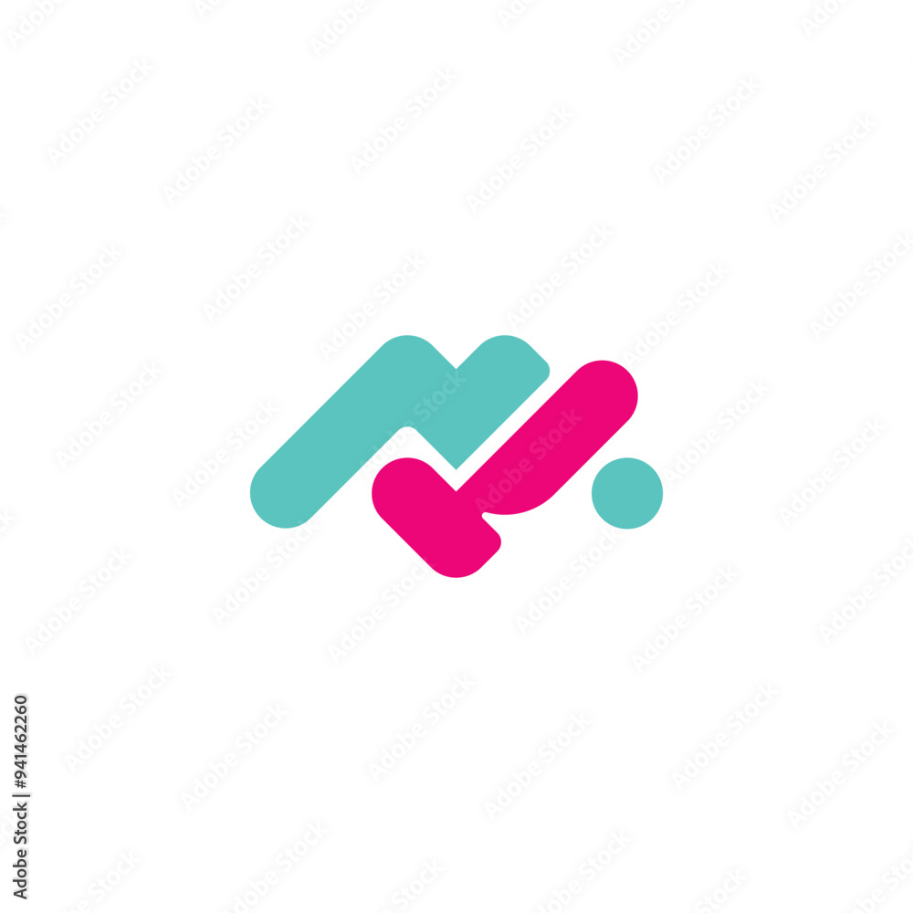 M Letter with a Checkmark and a circle dot Logo Design Vector M Letter with a Checkmark and a circle dot Logo Design Vector