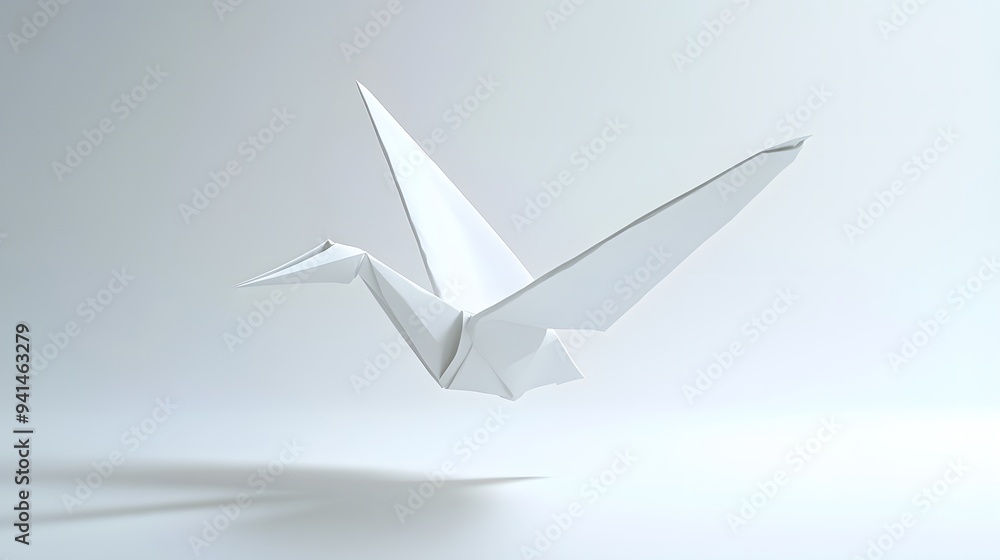 CG Floating Paper Crane: A detailed CG origami paper crane, floating delicately on a clean white background.
CG Floating Paper Crane: A detailed CG origami paper crane, floating delicately on a clean white background.