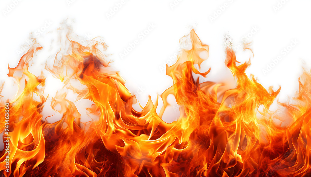 Fototapeta premium fierce flames forming border white background