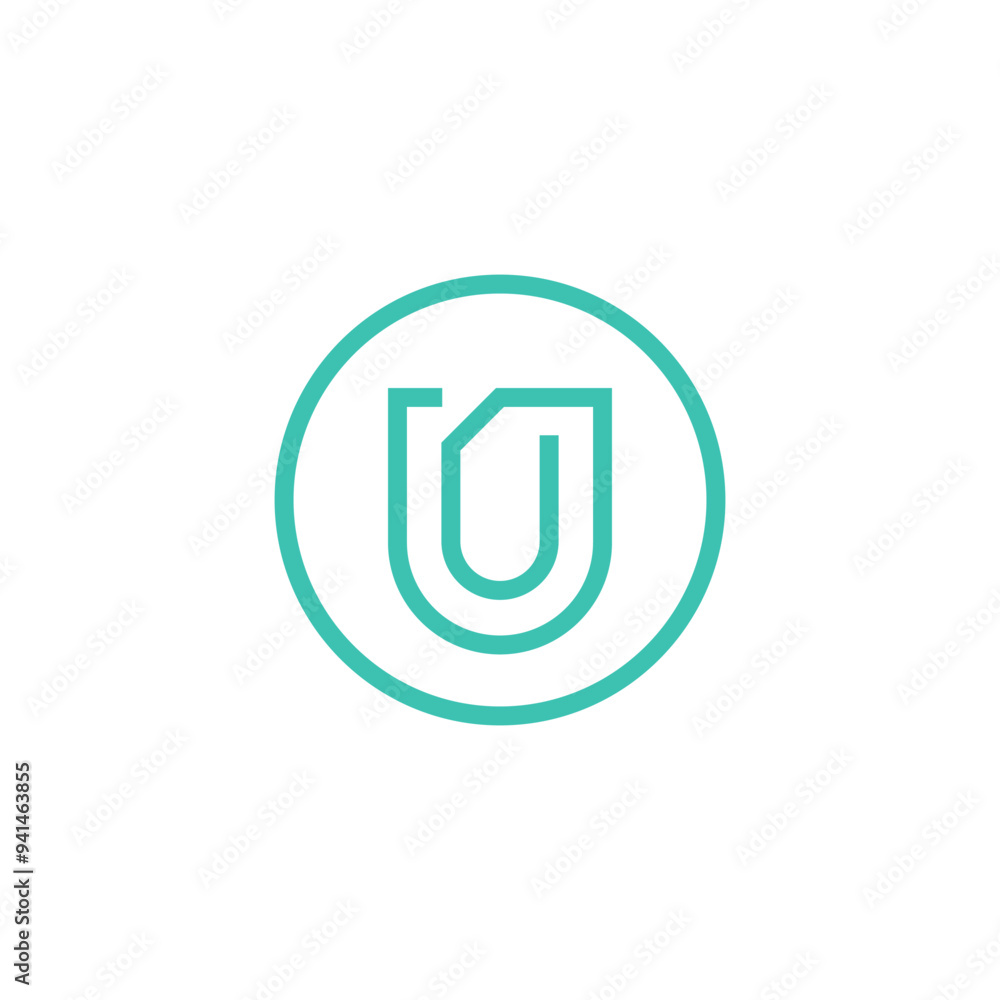 Shield-Inspired Logo Design Featuring a 'U' Letter Office Clip and Circle for Education Logo Design Vector Shield-Inspired Logo Design Featuring a 'U' Letter Office Clip and Circle for Education Logo Design Vector