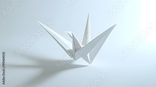 Free Download CG Floating Paper Crane: A detailed CG origami paper crane, floating delicately on a clean white background.
 - GFXLoad