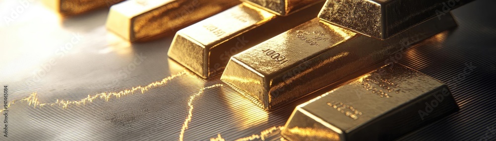 Shiny gold bars stacked on a reflective surface, symbolizing wealth, investment, and prosperity in the financial market. Shiny gold bars stacked on a reflective surface, symbolizing wealth, investment, and prosperity in the financial market.