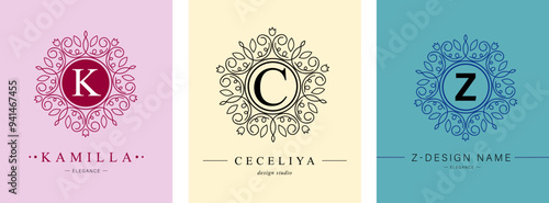 Monogram of letters . with Organic Plant Elements. Vector design.