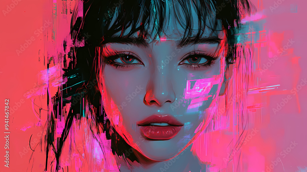 Anime Manga Art Synthwave Girl with Cool Vibes Phone Wallpaper Background Anime Manga Art Synthwave Girl with Cool Vibes Phone Wallpaper Background