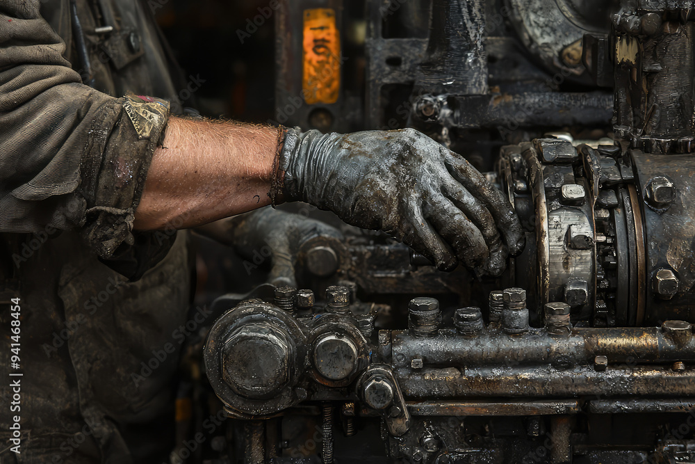 A Skilled Worker Tends to Machinery in a Gritty Factory Environment, Embodying Dedication and Precision in Their Craft. A Skilled Worker Tends to Machinery in a Gritty Factory Environment, Embodying Dedication and Precision in Their Craft.