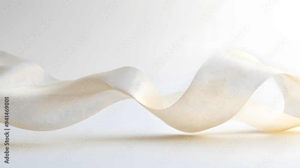 CG Floating Ribbon with Soft Shadows: A smooth, flowing CG ribbon twisting and turning in mid-air, set against a white background.
CG Floating Ribbon with Soft Shadows: A smooth, flowing CG ribbon twisting and turning in mid-air, set against a white background.