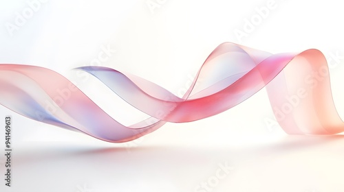 CG Floating Ribbon with Soft Shadows: A smooth, flowing CG ribbon twisting and turning in mid-air, set against a white background. 