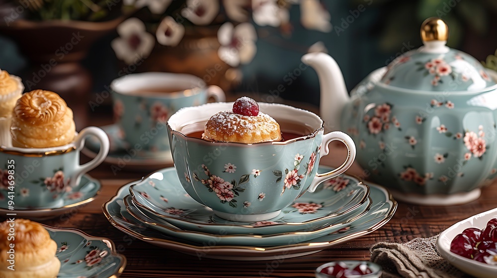 Traditional English afternoon tea set, Traditional English afternoon tea set,