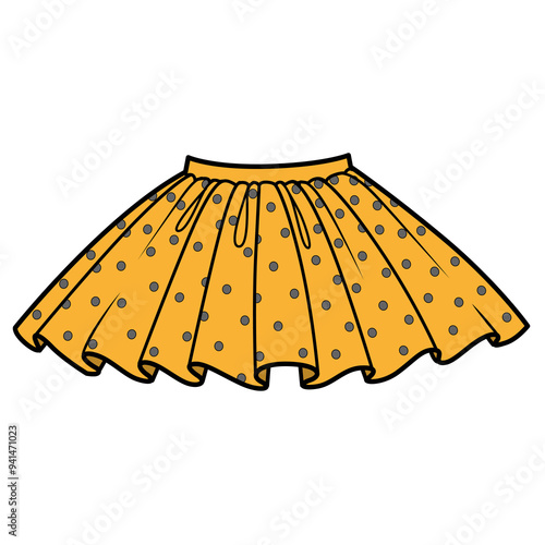 Orange fluffy tutu skirt with dark polka dots