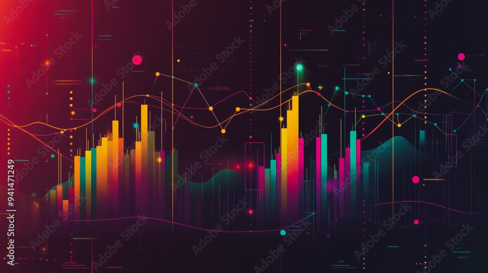 Charts and graphs with statistics for innovation Digital analyzes business potential and predicts future developments in the company's growth. Abstract black background Charts and graphs with statistics for innovation Digital analyzes business potential and predicts future developments in the company's growth. Abstract black background