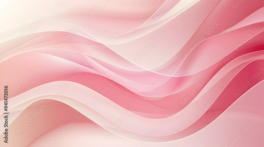 Obraz premium Abstract pink background with wavy lines, light white and fade orange style, flat view, vector illustration, simple, high resolution, minimalist background, bright and airy
