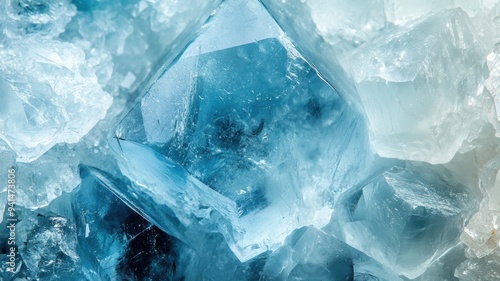 Detailed view of aquamarine crystal showcasing its rich blue color photo