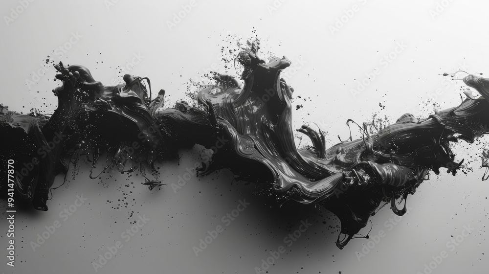 Abstract Black Liquid Splash Art Generative AI Abstract Black Liquid Splash Art Generative AI