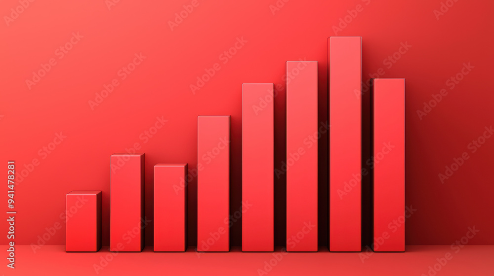 Red bar chart illustration depicting upward growth or increasing trend. Vibrant, modern design great for business, finance, and data analysis topics. Red bar chart illustration depicting upward growth or increasing trend. Vibrant, modern design great for business, finance, and data analysis topics.