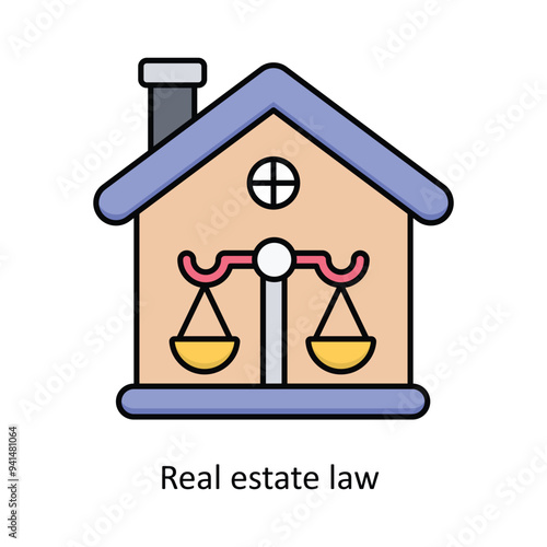 Real Estate Law  Vector filled outline icon design illustration. Law And Justice symbol on white background EPS 10 File .