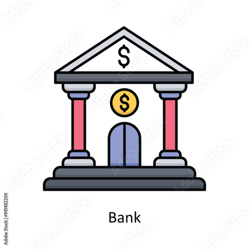 Bank Vector filled outline icon design illustration. Law And Justice symbol on white background EPS 10 File .