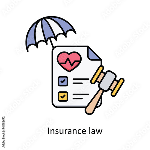 Insurance LawVector filled outline icon design illustration. Law And Justice symbol on white background EPS 10 File . photo