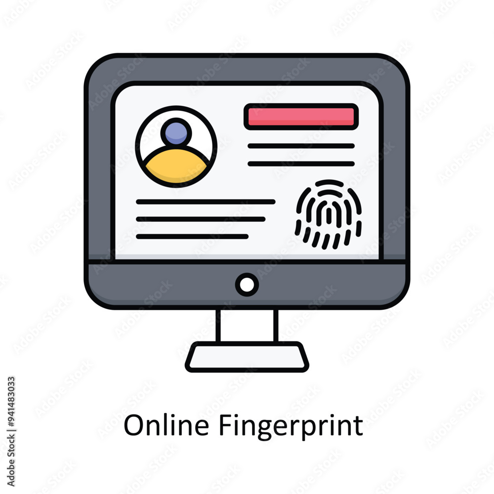 Online Fingerprint  Vector filled outline icon design illustration. Law And Justice symbol on white background EPS 10 File .