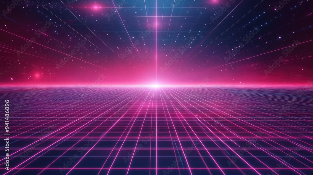 Abstract background with neon grid lines and retro-futuristic vibes, reminiscent of 80s design Abstract background with neon grid lines and retro-futuristic vibes, reminiscent of 80s design