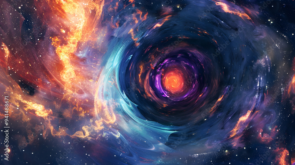Obraz premium Wormhole space element watercolor style