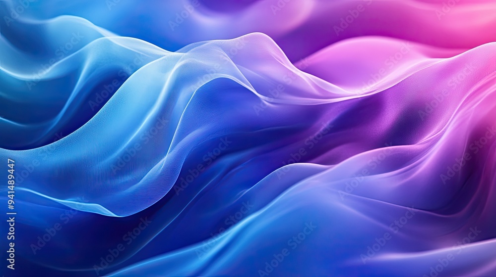 Obraz premium Abstract digital waves of blue and purple, flowing fluidly across the background, evoking a sense of motion