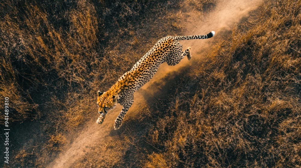 Cheetah Running Through African Savanna Cheetah Running Through African Savanna