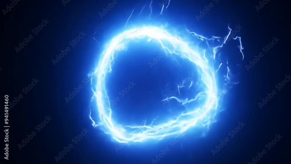 A mesmerizing display of electric blue lightning in a dark environment A mesmerizing display of electric blue lightning in a dark environment
