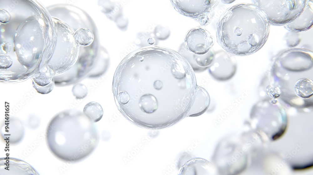 CG Transparent Bubble Cluster: A cluster of transparent CG bubbles, varying in size, floating on a white background.
CG Transparent Bubble Cluster: A cluster of transparent CG bubbles, varying in size, floating on a white background.