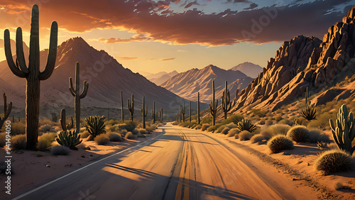 street view in the middle of desert and cactus