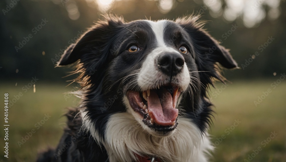 A happy border collie dog enjoying a playful moment with its tongue out A happy border collie dog enjoying a playful moment with its tongue out