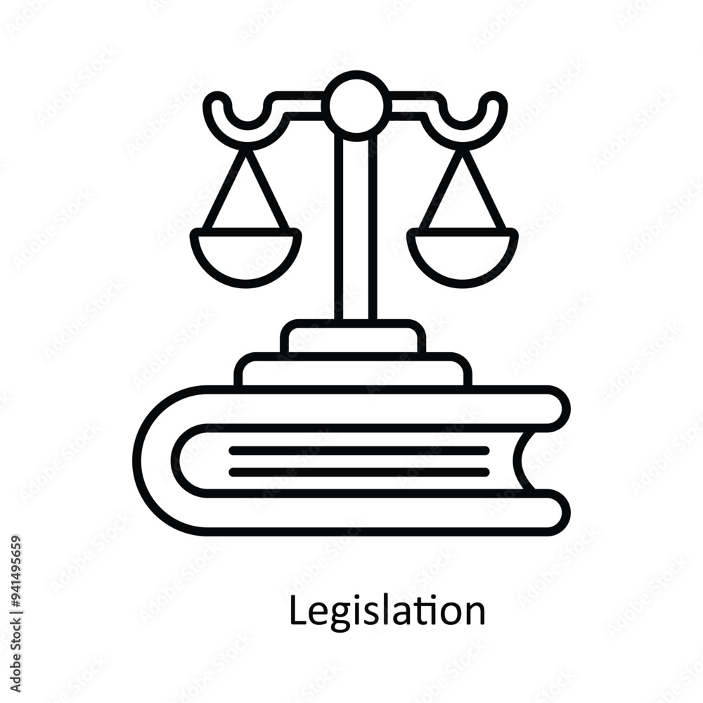 Legislation Vector outline icon design illustration. Law And Justice symbol on white background EPS 10 File . Legislation Vector outline icon design illustration. Law And Justice symbol on white background EPS 10 File .