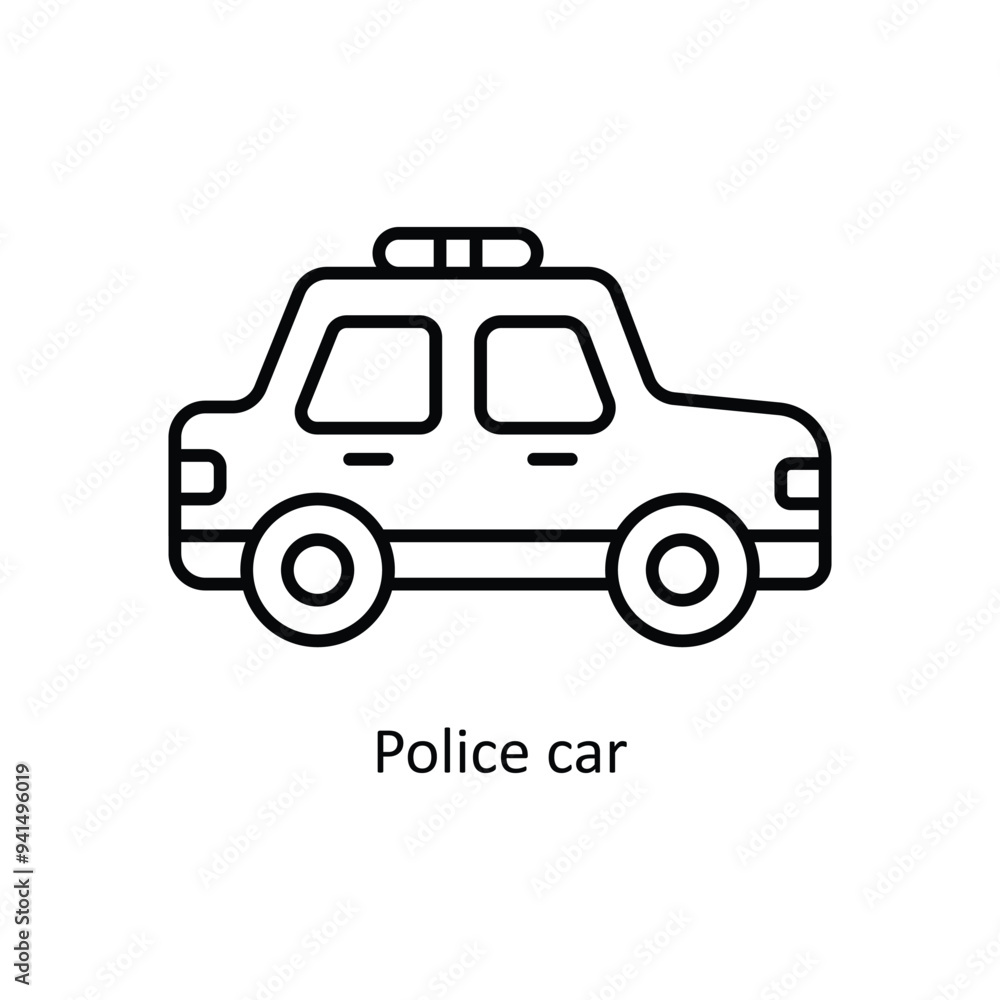 Police Car Vector outline icon design illustration. Law And Justice symbol on white background EPS 10 File . Police Car Vector outline icon design illustration. Law And Justice symbol on white background EPS 10 File .
