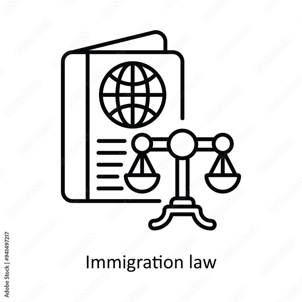 Vector outline icon design illustration. Law And Justice symbol on white background EPS 10 File . Vector outline icon design illustration. Law And Justice symbol on white background EPS 10 File .