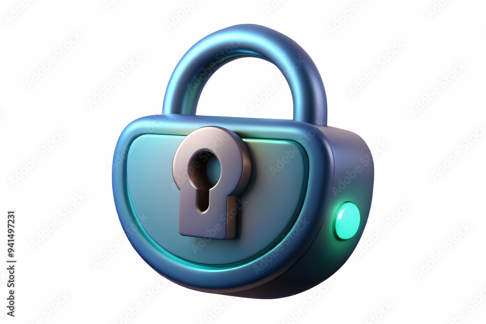 3D Floating digital lock with glowing keyhole on an isolated white background concept as A digital lock floating mid air with a glowing keyhole at its center all isolated on a white background. The lo 3D Floating digital lock with glowing keyhole on an isolated white background concept as A digital lock floating mid air with a glowing keyhole at its center all isolated on a white background. The lo