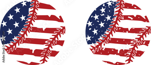 Baseball Ball US Flag, Softball American Flag