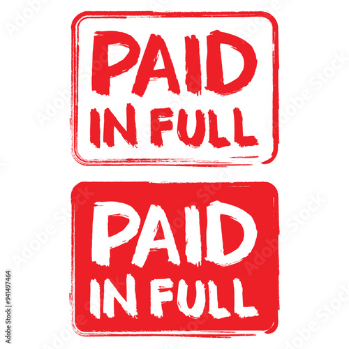Paid in full. Grunge rubber stamp. Vector illustration