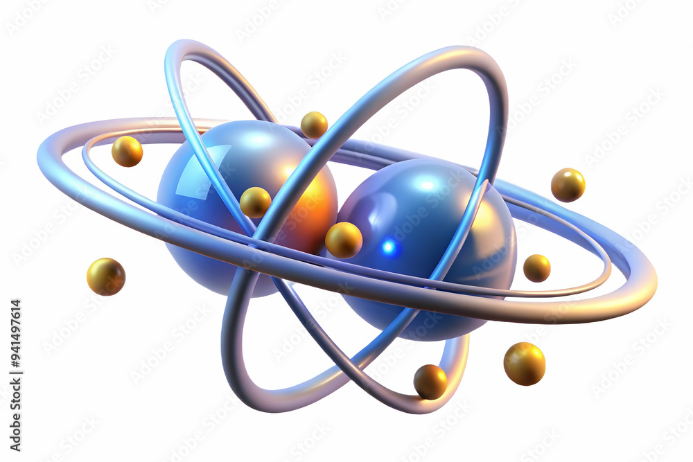 3D Floating quantum particles with light trails on an isolated white background concept as Two floating quantum particles with glowing light trails suspended on an isolated white background. The parti 3D Floating quantum particles with light trails on an isolated white background concept as Two floating quantum particles with glowing light trails suspended on an isolated white background. The parti