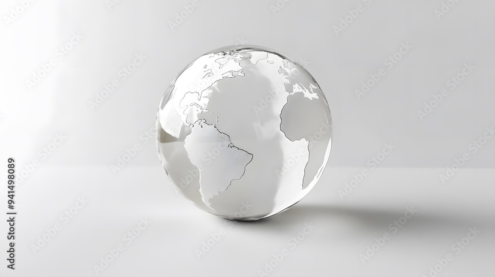 CG Transparent Globe: A CG-rendered transparent globe, with continents subtly etched on its surface, floating on a white background.
CG Transparent Globe: A CG-rendered transparent globe, with continents subtly etched on its surface, floating on a white background.