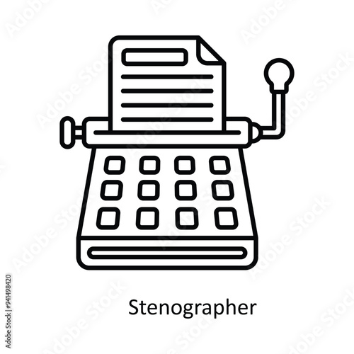 Stenographer Vector outline icon design illustration. Law And Justice symbol on white background EPS 10 File .