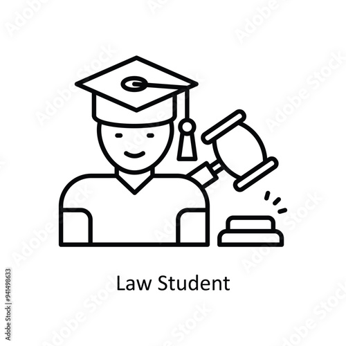 Law StudentVector outline icon design illustration. Law And Justice symbol on white background EPS 10 File . photo