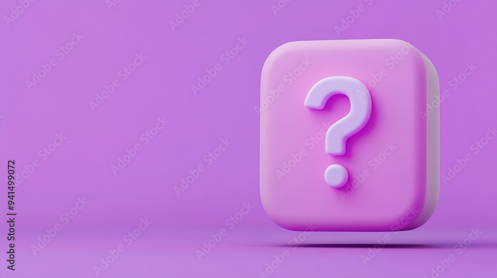 3d bubble with question mark. Chat message icon, question and answer sign, dialogue with support. Square shape talk box for dialogue, conversation, comments on purple background. 3D illustration 3d bubble with question mark. Chat message icon, question and answer sign, dialogue with support. Square shape talk box for dialogue, conversation, comments on purple background. 3D illustration