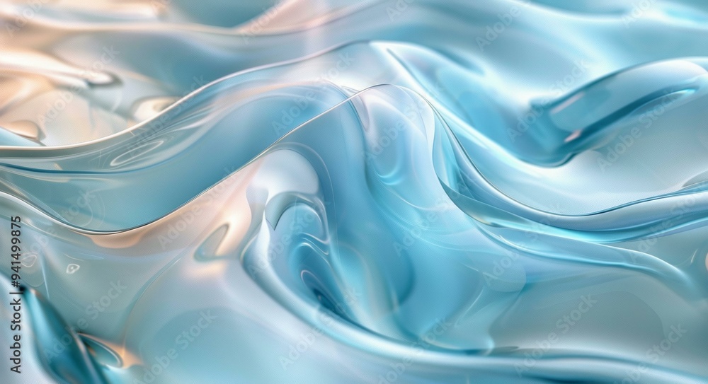 Obraz premium Abstract Water Art, Calming Stream Design, Glass-like Waves on Blue Background
