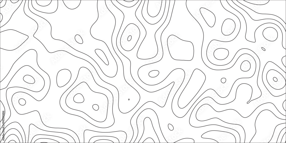 Abstract pattern with lines . Geographic contour map and topographic contours map background. Black and white topography contour lines map isolated on white background. Abstract pattern with lines . Geographic contour map and topographic contours map background. Black and white topography contour lines map isolated on white background.
