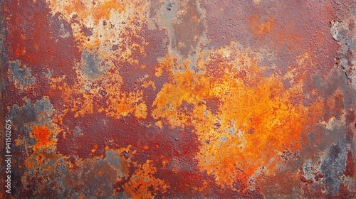 Heavily rusted iron surface with a mix of red, orange, and brown tones, creating a rugged and industrial look