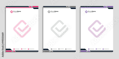 letterhead design vector template corporate & modern with various colors. 