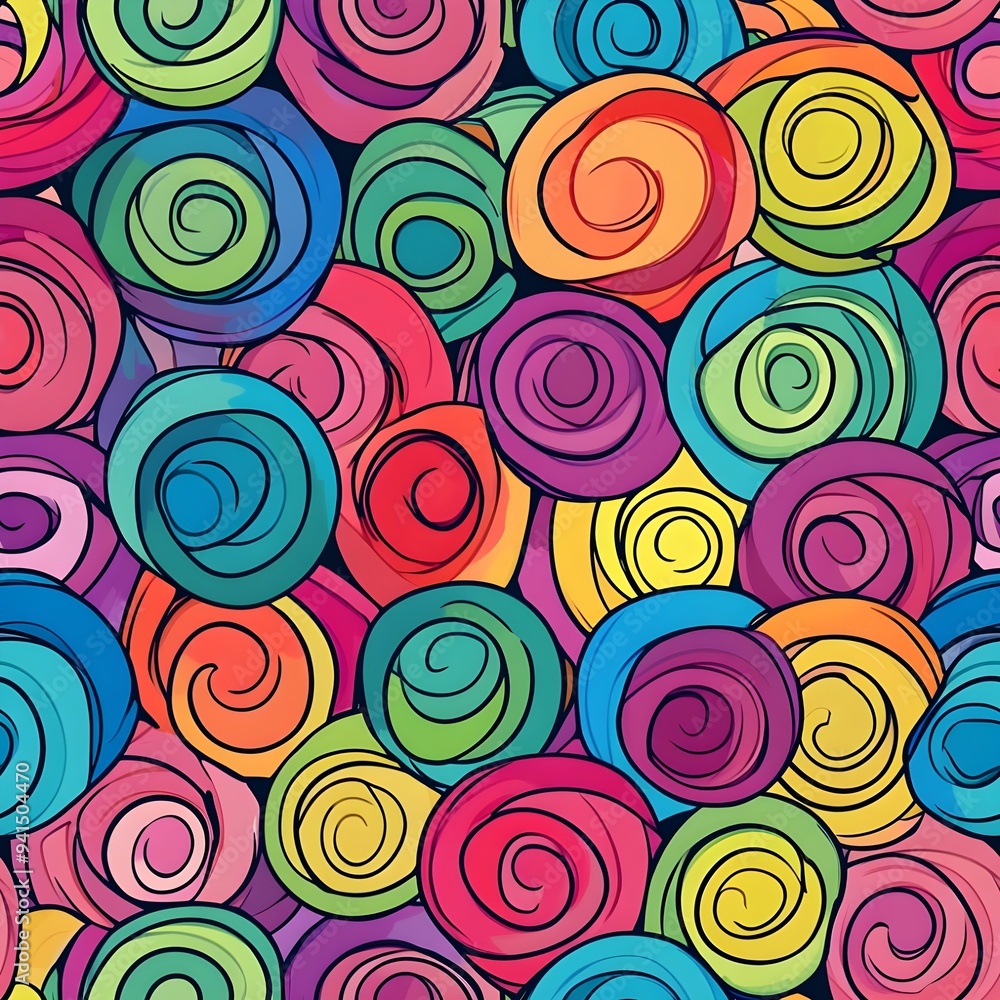 Colorful Abstract Swirls Seamless Pattern. Colorful Abstract Swirls Seamless Pattern.