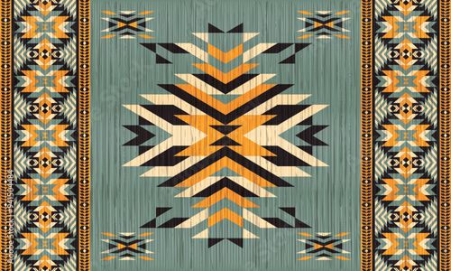 American tribal ethnic native pattern.Traditional Navajo,Aztec,Apache,Southwest and Mexican style fabric pattern.Abstract vector motifs pattern.For fabric,clothing,blanket,carpet,woven,wrap,decoration