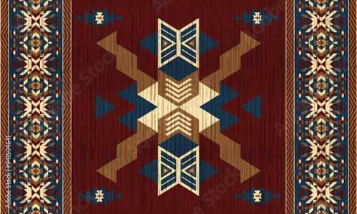 American tribal ethnic native pattern.Traditional Navajo,Aztec,Apache,Southwest and Mexican style fabric pattern.Abstract vector motifs pattern.For fabric,clothing,blanket,carpet,woven,wrap,decoration