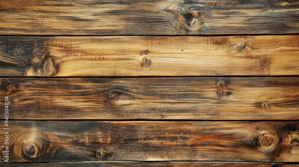 Rustic wooden planks with deep grooves, knots, and natural imperfections, perfect for a farmhouse-style background Rustic wooden planks with deep grooves, knots, and natural imperfections, perfect for a farmhouse-style background