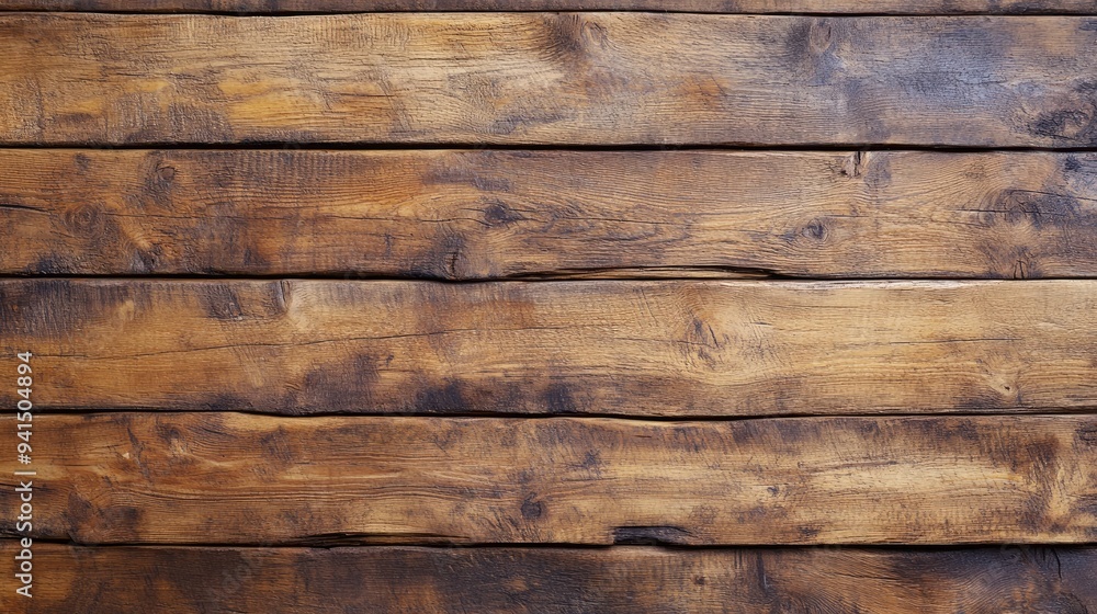 Rustic wooden planks with deep grooves, knots, and natural imperfections, perfect for a farmhouse-style background Rustic wooden planks with deep grooves, knots, and natural imperfections, perfect for a farmhouse-style background